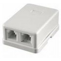 1xRJ45+1xRJ11 Surface Box 2 port UTP Cat.5e PCB jack