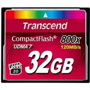 .32GB CompactFlash Card, Hi-Speed  800X, Transcend "TS32GCF800" (R/W: 140/65MB/s)