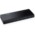 TP-Link UH720, USB3.0 Hub, 7 ports data transfer ports + 2 ports 5V/2.4A charging ports intelligently recognize and optimally charge attached iOS and Android devices, Black, with External Power Adapter