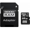 64GB GoodRAM micro SDHC Class10 UHS-I + SD adapter, Up to: 100MB/s