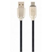 Blister MicroUSB/USB2.0, 1.0 m, Cablexpert Premium Rubber Black, CC-USB2R-AMmBM-1M