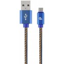 "Blister MicroUSB/USB2.0,  2.0 m, Cablexpert Cotton Braided Blue Jeans, CC-USB2J-AMmBM-2M-BL
-  
  https://cablexpert.com/item.aspx?id=10817"