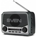 SVEN SRP-525 Gray, FM/AM/SW Radio, 3W RMS, 8-band radio receiver, built-in audio files player from USB-fash, microSD and SD card storage devices, telescopic swivel antenna, built-in battery