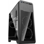 Case ATX GAMEMAX G563, w/o PSU, 3x120mm, Blue LED, Full Transparent panel, USB3.0, Black