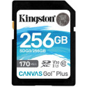 256GB SD Class10 UHS-I U3 (V30)  Kingston Canvas Go! Plus, Read: 170MB/s, Write: 70MB/s, Ideal for DSLRs/Drones/Action cameras, SDG3/256GB