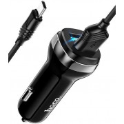 Hoco Car Charger 2xUSB  with Type-C Cable Z40, Black