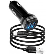 Hoco Car Charger 2xUSB  with Lightning Cable Z40, Black