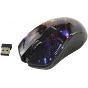 Wireless Mouse Qumo Fractal, Optical, 800-1600 dpi, 4 buttons, Ambidextrous, 1xAA, Black