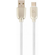 Blister Type-C /USB2.0, AM/CM,  2.0m, Cablexpert Premium Ruber White, CC-USB2R-AMCM-2M-W