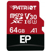 64GB microSD Class10 UHS-I A1 (V30) + SD adapter  Patriot EP Series microSD, Read: 90Mb/s, Write: 80Mb/s