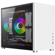 Case mATX GAMEMAX SPARK, w/o PSU, 1xUSB3.0, 1xType-C, Dual Tempered Glass, White