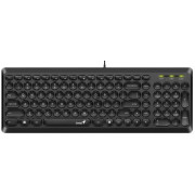 Keyboard Genius SlimStar Q200, Low-profile, Slim Round Key, Fn Keys, Black, USB