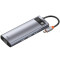 Docking Station Baseus Metal Gleam 9-in-1, USB Type-C to 3xUSB 3.0, Type C PD 100W, HDMI 4K@30Hz, RJ-45 Gigabit, SD, MicroSD, VGA, Grey CAHUB-CU0G