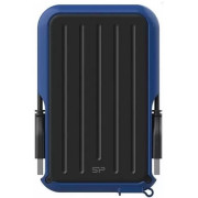 2.5" External HDD 5.0TB (USB3.2) Silicon Power Armor A66, Black/Blue, Rubber + Plastic, Military-Grade Protection MIL-STD 810G, IPX4 waterproof, Advanced internal suspension system keeps the hard drive safe from drops and bumps