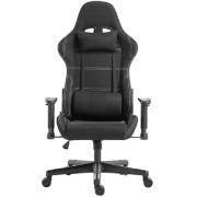 Lumi Gaming Chair with Headrest & Lumbar Support CH06-14, Black, Mesh Fabric, 2D Armrest, Steel Frame, 350mm Nylon Plastic Base, PU Hooded Caster, 100mm Class 3 Gas Lift, Weight Capacity 150 Kg