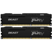 16GB (Kit of 2*8GB) DDR3-1600  Kingston FURY Beast (Dual Channel Kit), PC12800, CL10, 2Rx8, 1.5V,  Auto-overclocking,  Asymmetric BLACK heat spreader