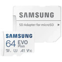 .64GB MicroSD (Class 10). UHS-I (U1)+SD adapter, Samsung EVO Plus MB-MC64KA, (R:130MB/s)