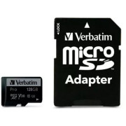 128GB microSD Class10 U3 UHS-I V30 + SD Adapter Verbatim Pro U3 microSDXC, 600x, Read up to: 90MB/s, Write up to: 45MB/s