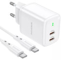 Wall Charger XO + Type C cable, GaN 2Type-C PD35W, CE07, White