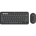Wireless Keyboard & Mouse Logitech Pebble 2 Combo, Compact, Low-profile, Multi-Device, 4000dpi, 3 buttons, 2xAAA/1xAA, 2.4Ghz+BT, EN, Graphite