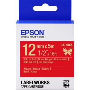 Tape Cartridge EPSON 12mm/5m Ribbon Gld/Red, LK4RKK C53S654033 
