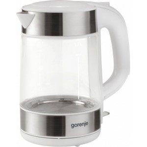 "Kettle Gorenje K17GWE
, Glass, 2200W, 1,7l,  concealed heating element, 360° swivel base, white "