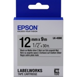 Tape Cartridge EPSON 12mm/9m, Matte Blk/MattSiv, LK4SBE C53S654017  