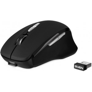 Wireless Mouse SVEN RX-590SW, Optical, 800-1600 dpi, 7 buttons,Ergonomic, 400 mAh, BT/2.4 Ghz, Black