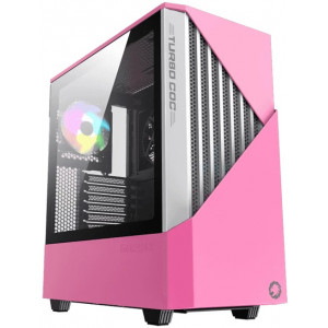Case ATX GAMEMAX Contac COC, w/o PSU, 1x120 & 1x140mm ARGB fan, TG, 2xUSB 3.0, RGB HUB, Pink/Grey