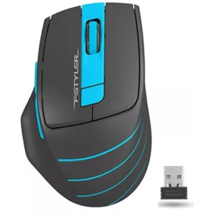 Wireless Mouse A4Tech FG30S Silent, 1000-2000 dpi, 6 buttons, Ergonomic, 1xAA, Grey/Blue