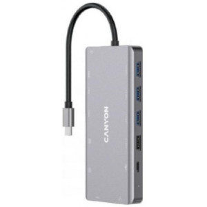 Docking Station Canyon CNS-TDS12, 2xHDMI, VGA, LAN, 3.5mm, 2xType-C, 2xUSB3.0, USB, SD/MicroSD, PD