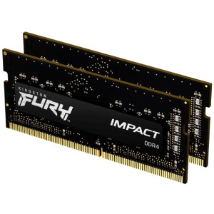 32GB (Kit of 2*16GB) DDR4-2666 SODIMM  Kingston FURY® Impact, PC21300, CL15, 2Rx8, 1.2V Intel® XMP 2.0 (Extreme Memory Profiles)