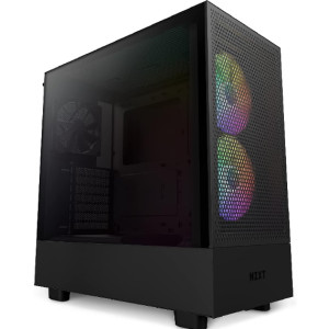 Case ATX NZXT H5 Flow RGB, 1xUSB 3.2, 1xType-C, 2x120mm & 2x140mm, Tempered Glass, Mesh Freont, Black