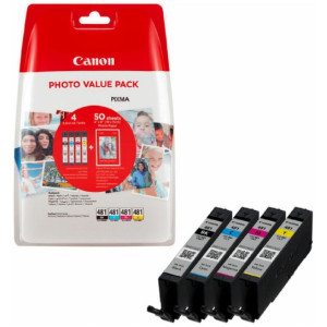 Ink Cartridge Canon CLI-481 C/M/Y/B (2101C004AA) + EMB PP-201 A6 (4"x6", 10x15cm) 50 photo paper Multipack for Canon PIXMA TS6140, PIXMA TS8140, PIXMA TS9140, PIXMA TR7540, PIXMA TR8540