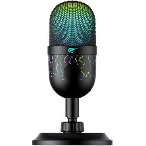 Microphones Havit GK52, Cardioid, 50Hz-16kHz, -33±2dB, Button mute key, 1.8m. RGB, USB, Black