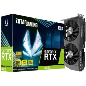 ZOTAC GeForce RTX 3050 ECO  8GB GDDR6, 128bit, 1777/14000Mhz, Ampere, PCI-Ex 4.0, Dual Fan / IceStorm 2.0, 1xHDMI, 3xDisplayPort, Active Fan Control/ FREEZE Fan Stop, Cooper Heat pipes, FireStorm, Wraparound Metal Backplate, 1x 6pin, Medium Pack