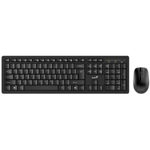 Wireless Keyboard & Mouse Genius KM-8200, 12 Fn keys, Spill resistant, Chocolate keycap, 1000dpi, 3 buttons, 1xAAA/1xAA, 2.4Ghz, EN/RU, Black/Grey