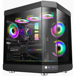 Case ATX GAMEMAX HYPE , w/o PSU, 3x120mm ARGB fans,ARGB HUB, TG, Dust Filter, Type-C, USB 3.0, Black