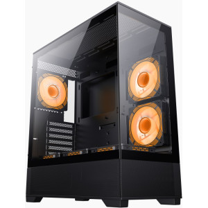 Case ATX GAMEMAX VISTA AB, w/o PSU, 0.6mm, 6x120mm ARGB fans, Dual TG, USB3.0, Type-C, Black