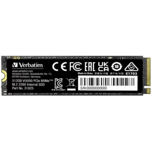 M.2 NVMe SSD 512GB Verbatim Vi5000, Interface: PCIe4.0 x4 / NVMe 1.4, M2 Type 2280 form factor, Sequential Read 5000 MB/s, Sequential Write 2500 MB/s, Random Read 375K IOPS, Random Write 500K IOPS, TBW: 500TB, 3D NAND TLC