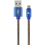 "Blister MicroUSB/USB2.0,  2.0 m, Cablexpert Cotton Braided Blue Jeans, CC-USB2J-AMmBM-2M-BL
-  
  https://cablexpert.com/item.aspx?id=10817"