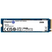 M.2 NVMe SSD 250GB Kingston NV2, Interface: PCIe4.0 x4 / NVMe1.3, M2 Type 2280 form factor, Sequential Reads 3000 MB/s, Sequential Writes 1300 MB/s, Phison E19T controller, TBW: 80TB, 3D QLC NAND flash