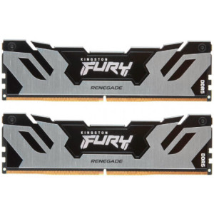 32GB (Kit of 2*16GB) DDR5-6400  Kingston FURY® Renegade Silver DDR5, PC51200, CL32, 1.25V, 1Rx8, Auto-overclocking, Symmetric Black / Silver Large heat spreader, Intel XMP 3.0 Ready  (Extreme Memory Profiles)