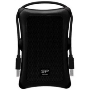 2.5" External HDD 1.0TB (USB3.1)  Silicon Power Armor A30, Black/Black, Rubber + Plastic, Military-Grade Protection MIL-STD 810G, Internal silica gel suspension system and external silica gel bubbles keeps your hard drive safe from drops and bumps