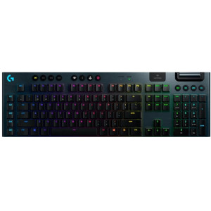 Gaming Wireless Keyboard Logitech G915, Mechanical, Ultra thin, GL Tactile, Aluminum, Media сontrols, Volume roller, RGB, 2.4GHz+BT, EN, Black